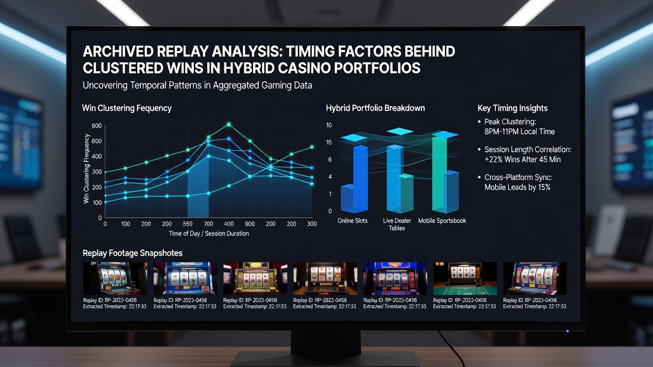 Detailed charts and graphs illustrating timing correlations in casino win clusters from replay data