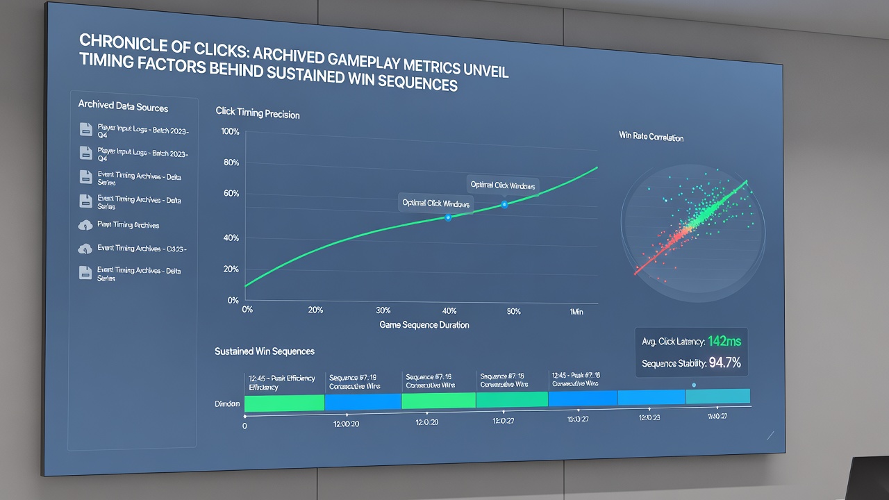Detailed charts of click interval distributions linked to win sequence durations in virtual environments