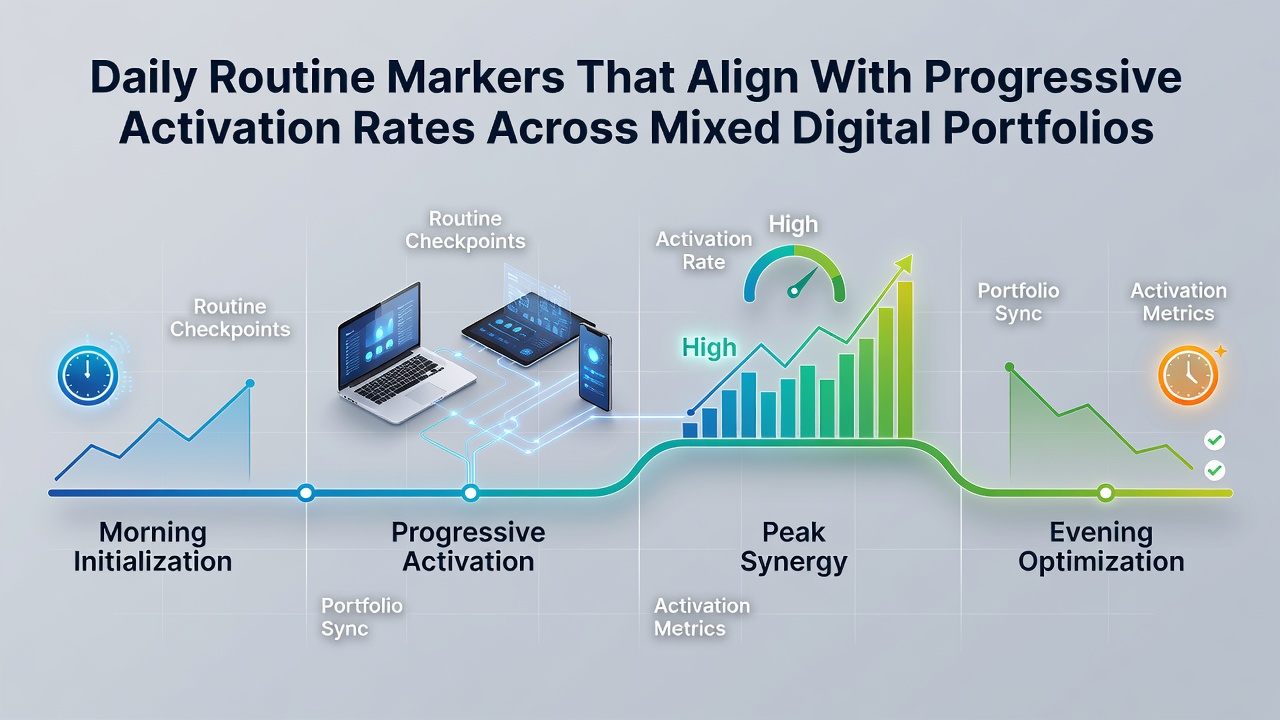 Infographic displaying correlations between daily routines and activation rates in mixed digital portfolios