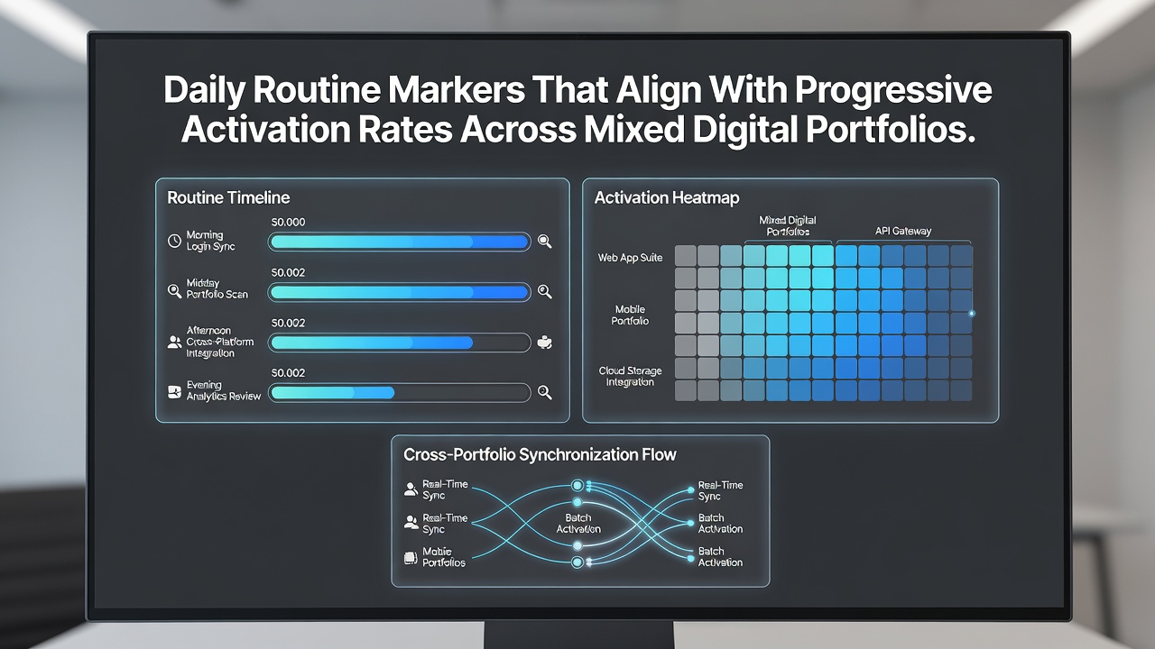 Data visualization of progressive activation rates tied to routine timing in digital portfolios