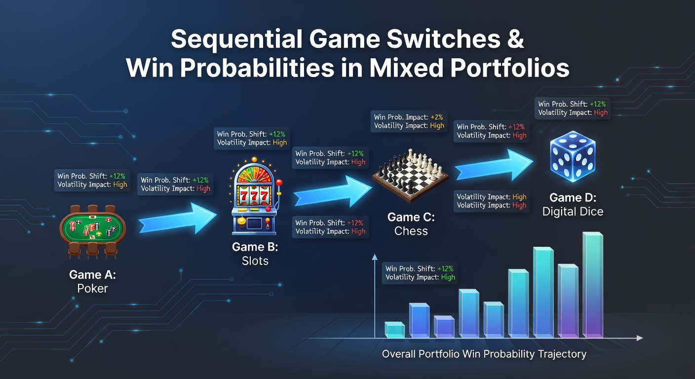 Diagram showing sequential game switches across slots and table games in a mixed portfolio