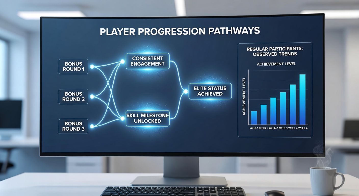 Regular participants navigating sequential bonus rounds toward broader gaming milestones