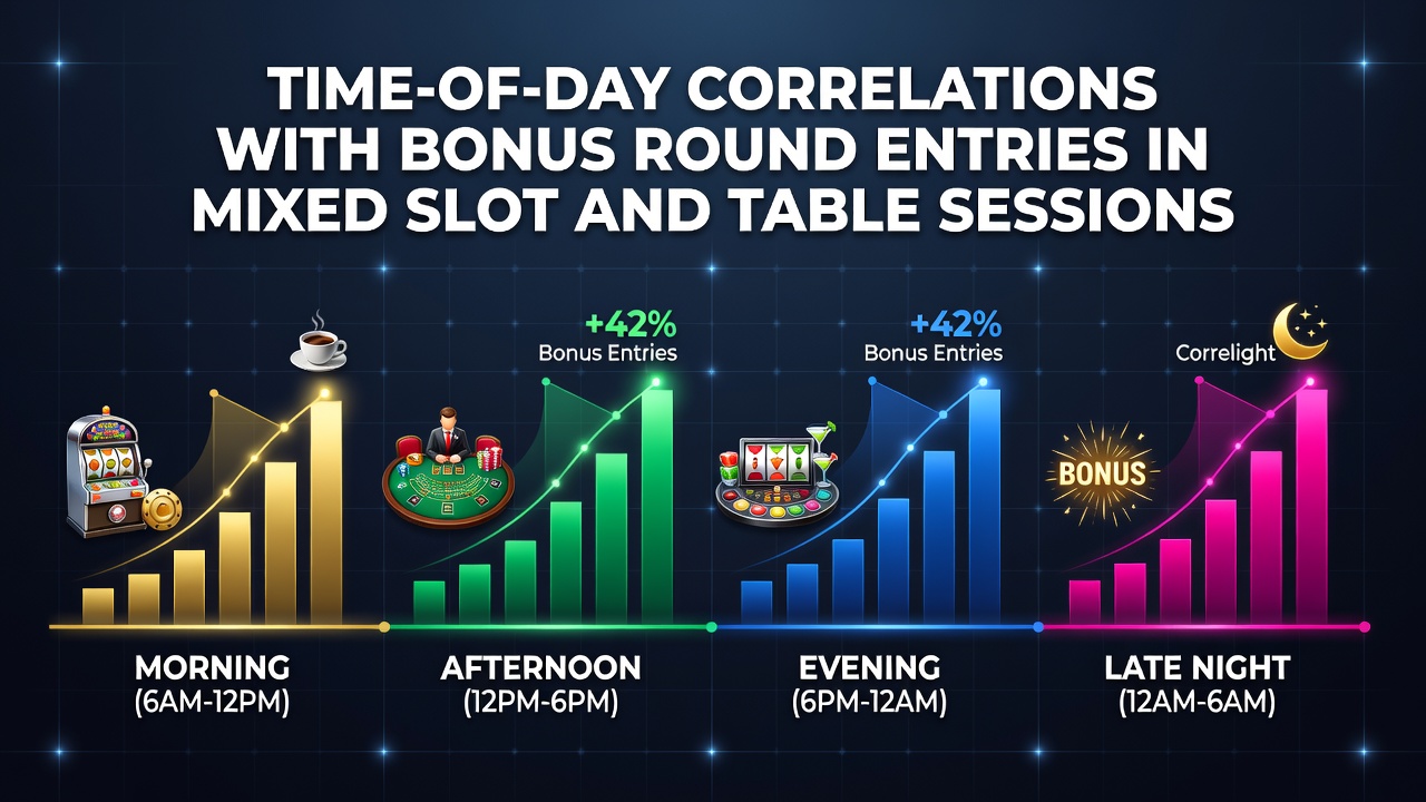 Casino floor showing slot machines and table games during different times of day with players engaged in mixed sessions