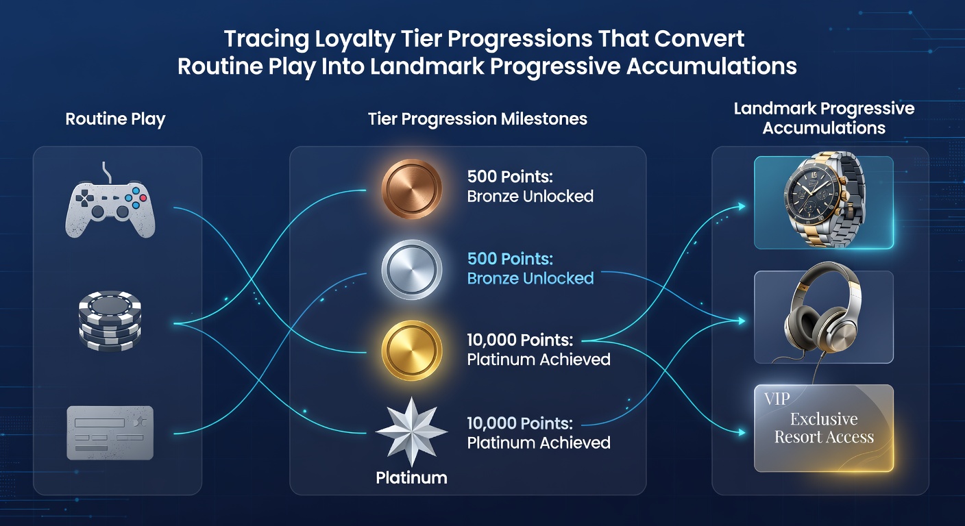 Player reviewing loyalty tier status on casino app while seated at progressive jackpot slot machine